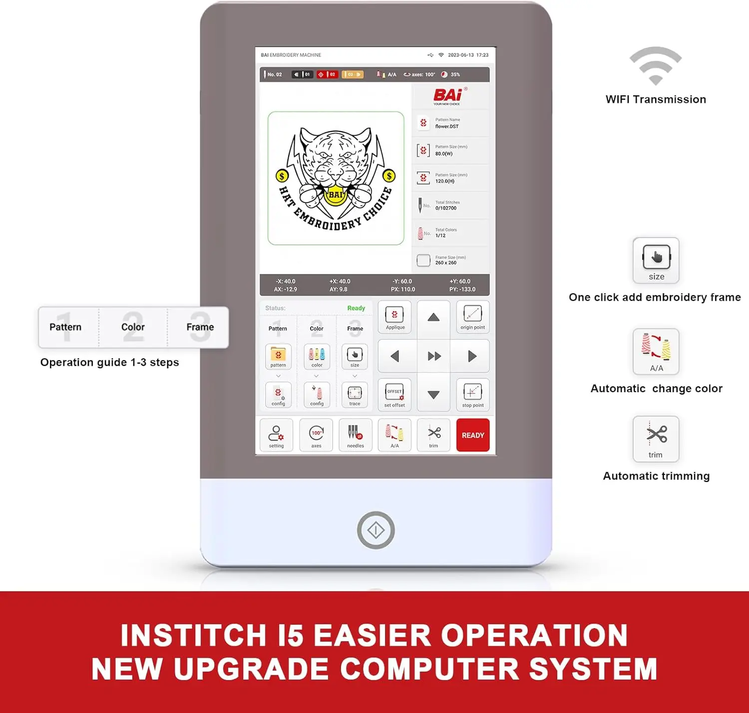 BAI THE MIRROR High Speed Single Head 15 Needle Computerized Multifunction Household Embroidery Machine For Beginners