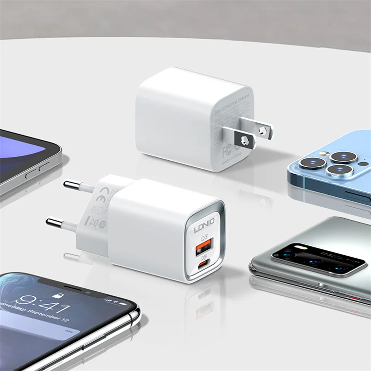 LDNIO A2318C Быстрая зарядка ЕС США штекер Mini Dual USB Автомобильное зарядное устройство адаптер зарядных устройств 20 Вт PD QC3.0 для Iphone мобильного