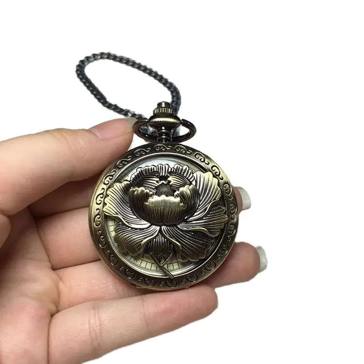 
Flower brass antique mechanical pocket watch 
