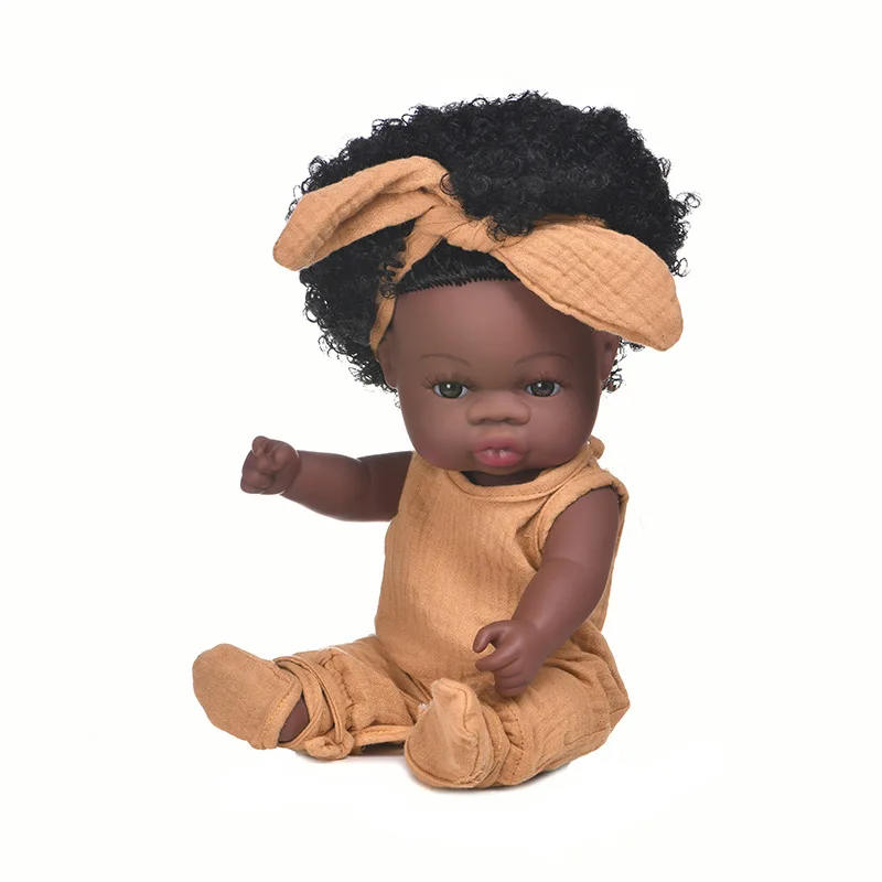 China Cheap Black Girl Boy Reborn Doll 33cm Kids Gift