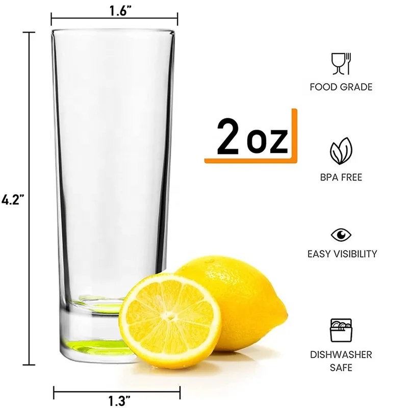 Modern design vodka shot glass with colored bottom tequila shot glass