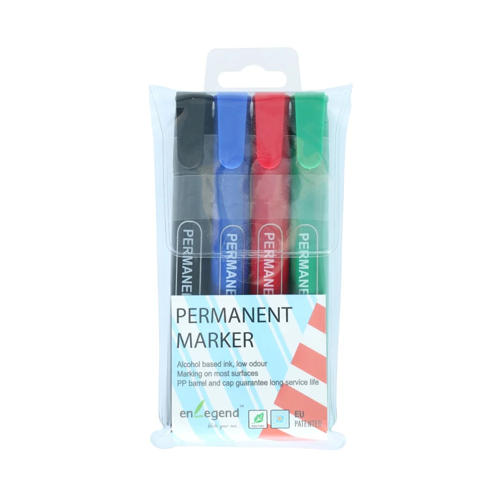 4 Pcs Refillable Waterproof Permanent Marker With PVC Wallet