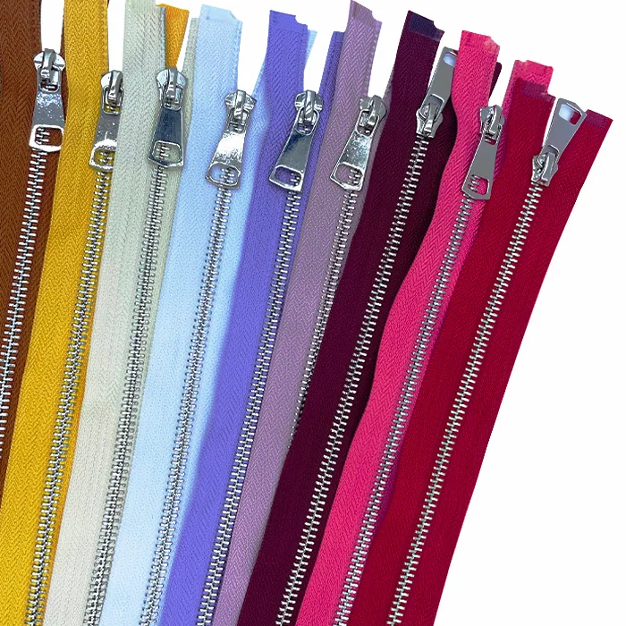 #3 #5 #7 #8 #10 Gold Silver Rose Gold Brass Copper Metal Teeth Custom Metal logo Zipper for Bag Leather Jacket Coat Jeans