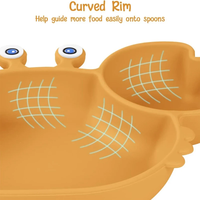 Wholesale Kids Silicone Feeding Set 6-Piece Food Grade Baby Tableware Set with Cartoon Style Forks Spoons Plates Suction Lid