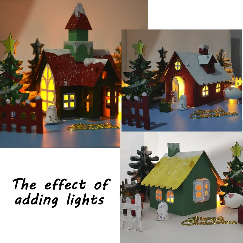 Gingerbread Cardboard House Kit for Kids DIY Housing Christmas Decorations DIY Cardboard House Xmas Desktop Ornament Decor