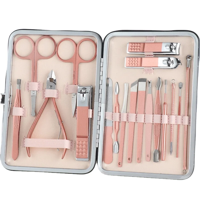18Pcs Nail Care Professional Manicure18 Rose Nail Tools Stainless Steel Nail Care Manicure Set