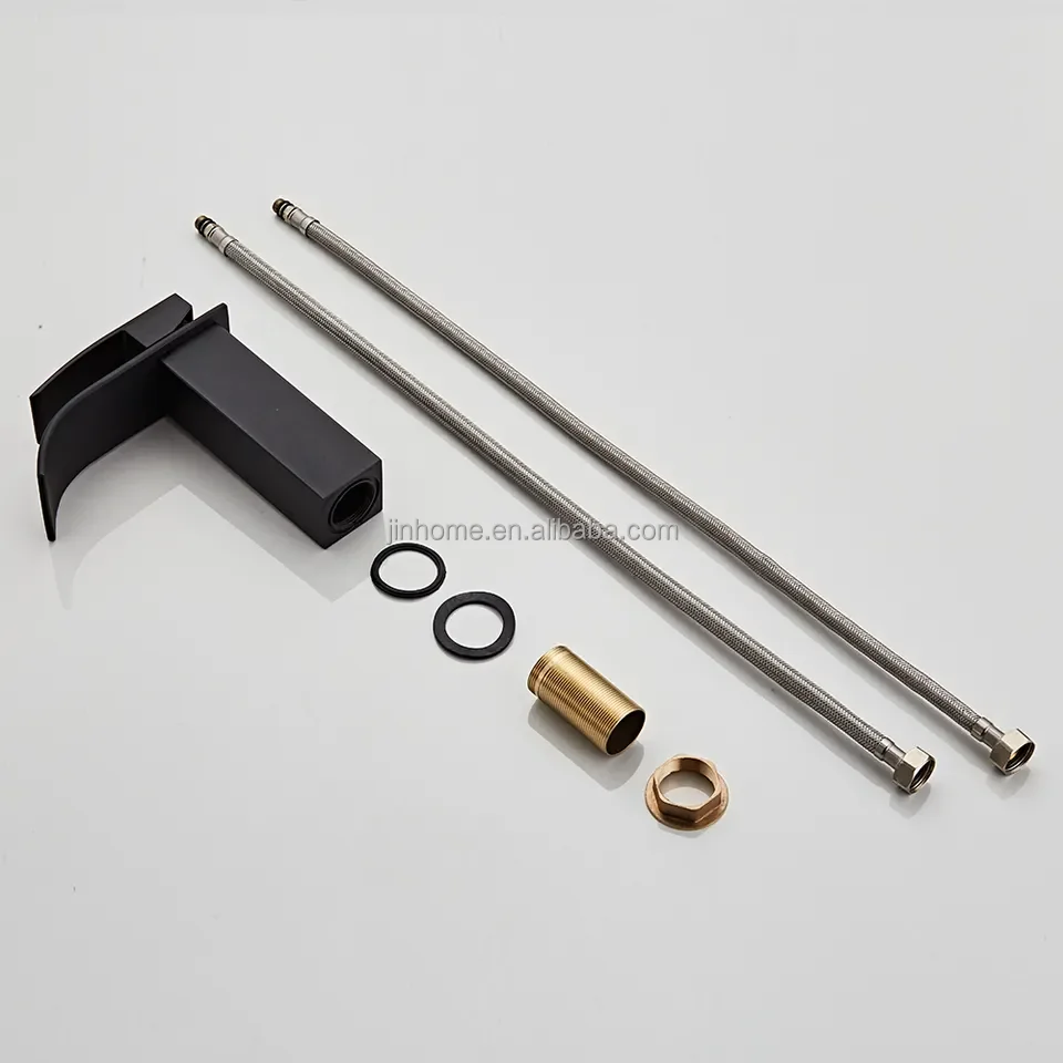 Black Waterfall Basin Mixer Faucet Single Handle Hot Cold Sink Water Tap Deck Mounted Bathroom Taps And Mixers