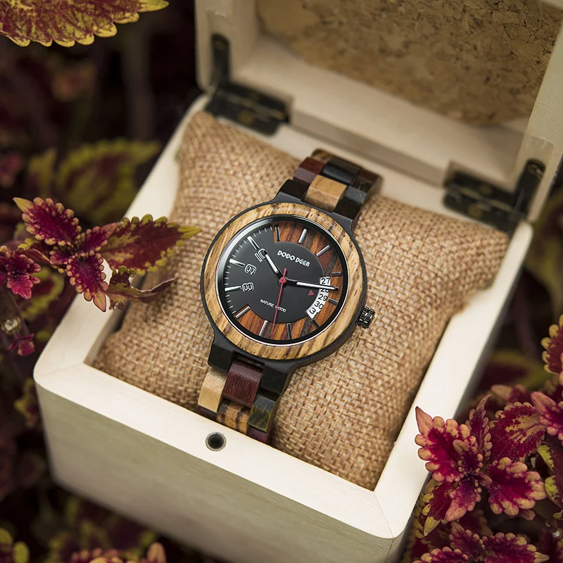 DODO DEER Fancy Calendar watch girls online Handmade Wood Handmade Wood Wristwatch for woman