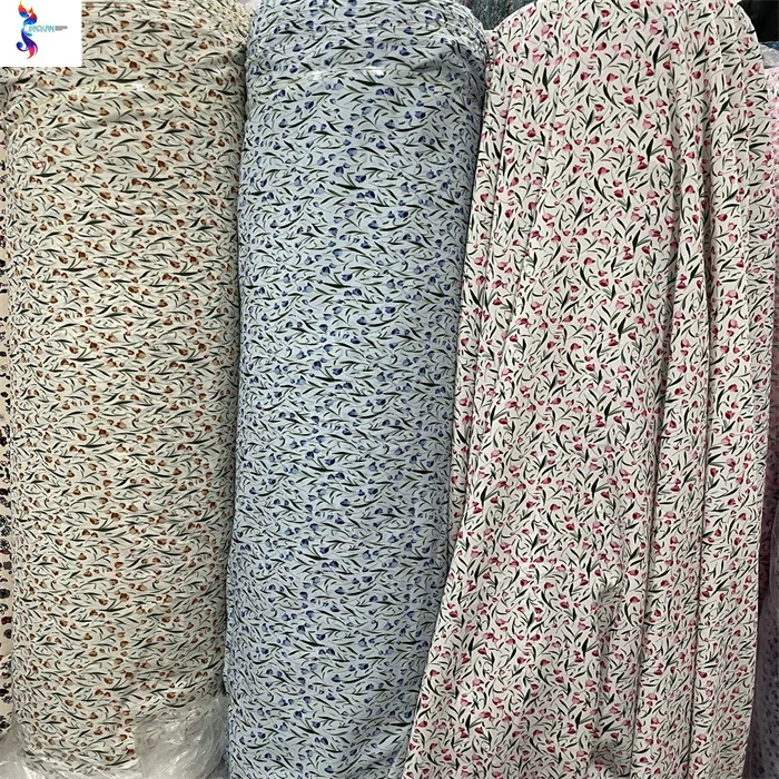 Ready Goods Stock Fabric 100% Polyester Floral Textiles Faille Printing Plain Crepe Printed Chiffon Fabric For Women Dress