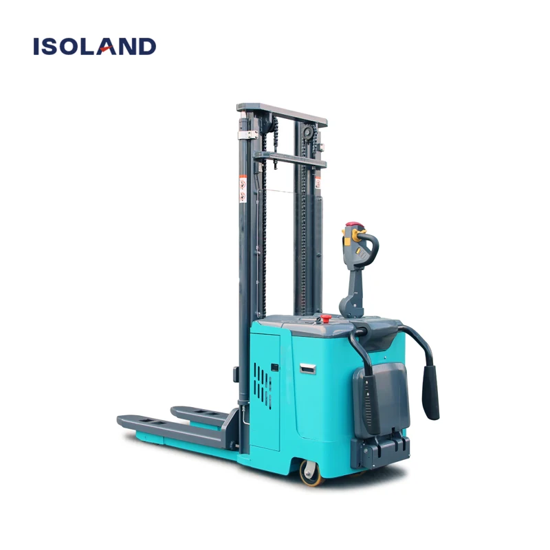 Isoland 1500kg DC Motor Power Full Electrical Reach Forklift Lift Standing Pallet Stacker