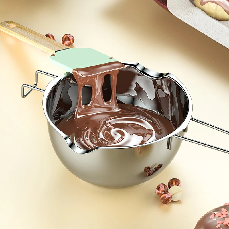 Baking Tools Chocolate Double Boiler Pot Stainless Steel Candle Melting Spoon Butter Heating Melting Bowl with Long Handle