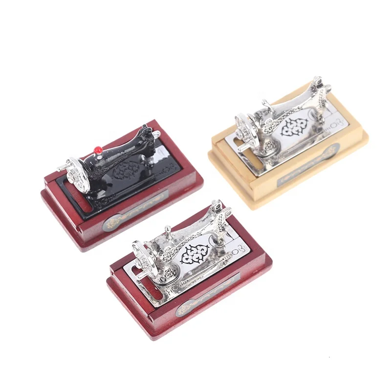 1/12 Doll House Decor Miniatura Toy Vintage Miniature Sewing Machine Furniture Toys Gifts For Retro Children Toys Accessories