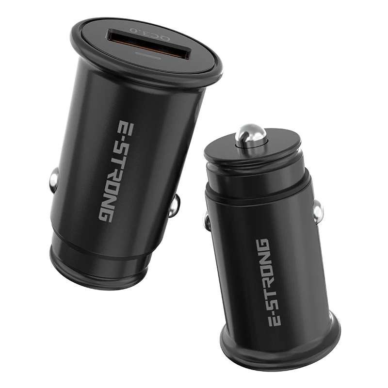 Small Size Metal Car Charger Fast Charge QC3.0 Fashion USB Mobile Car Charger OEM Brand Mini Charging Car Adapter