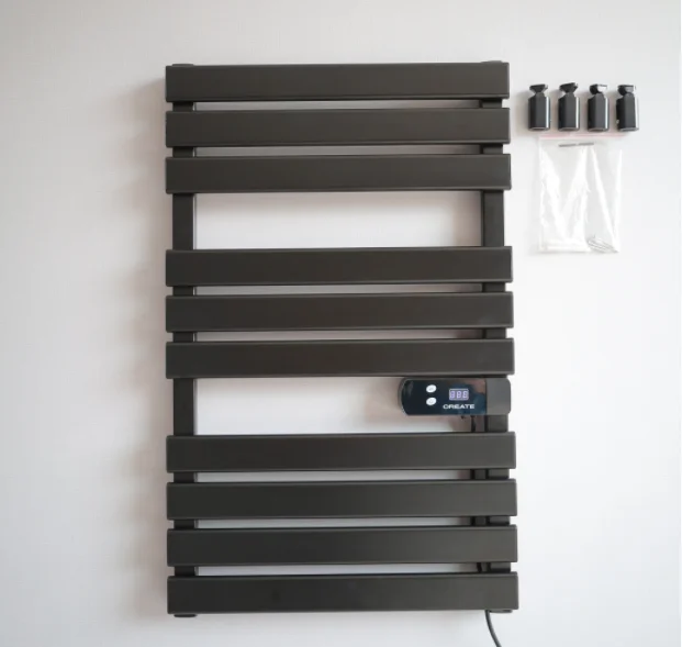Heated Towel Rail Black Electric Rails Warmer Heater 10 Bars or 12 bars Racks