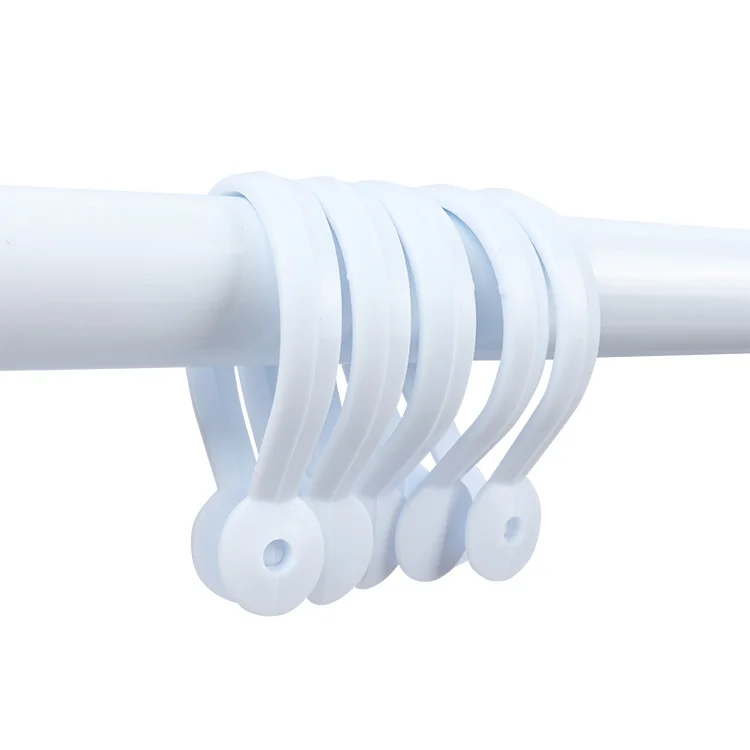 White Omega Shape PP ABS PS AS Plastic Bathroom Shower Curtain Rings for Bathroom