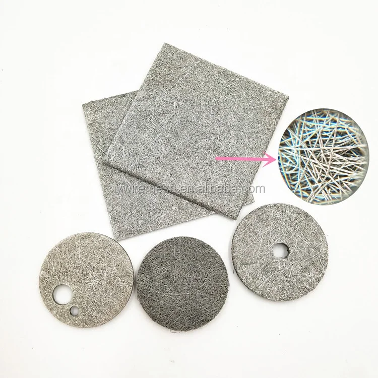 Ultra pure Ni200 Ni201 fiber 5um 10 micron 20 micro Non-woven sintered nickel fiber felt