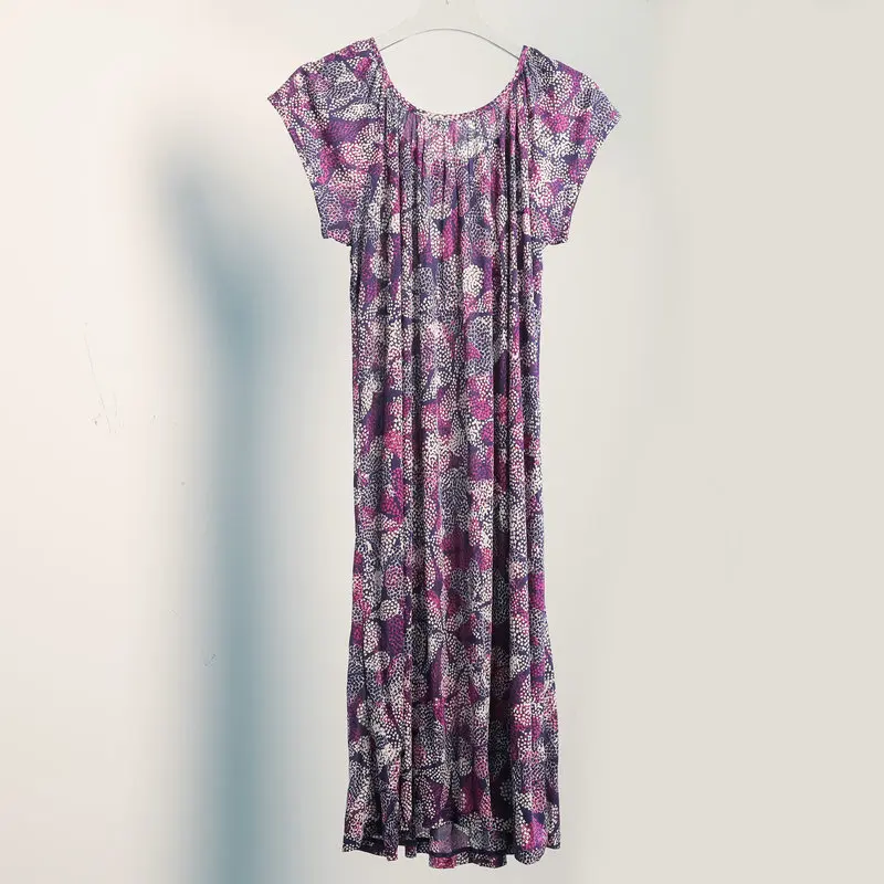 Summer  silk dress home clothes loose large print thin skirt