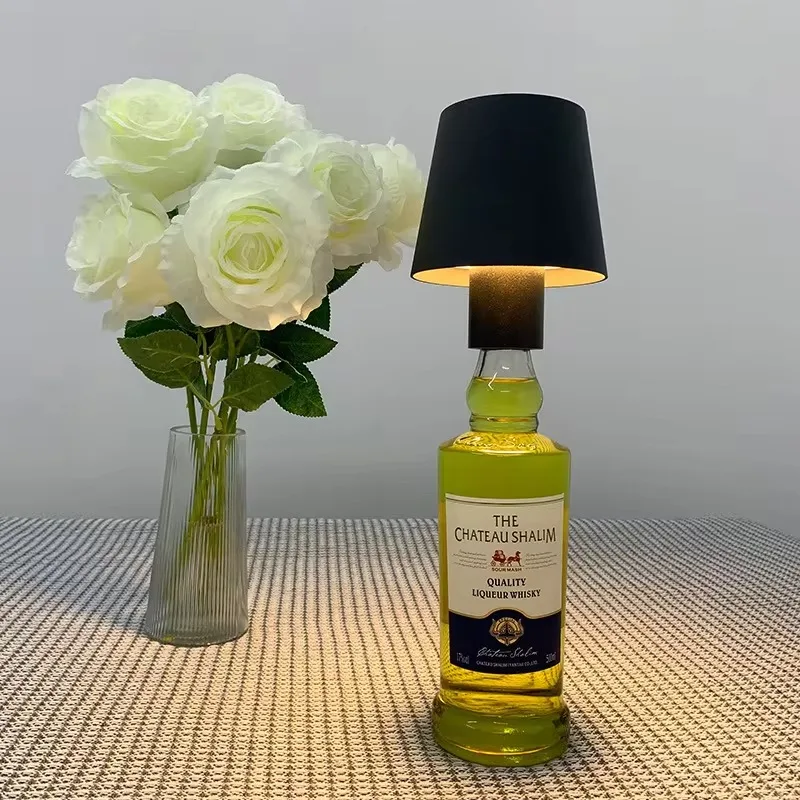 LED Wine Bottle Lamp Head Table Lamp Removable and Removable Portable Charging Decoration for Bar Cafe Atmosphere Night Light
