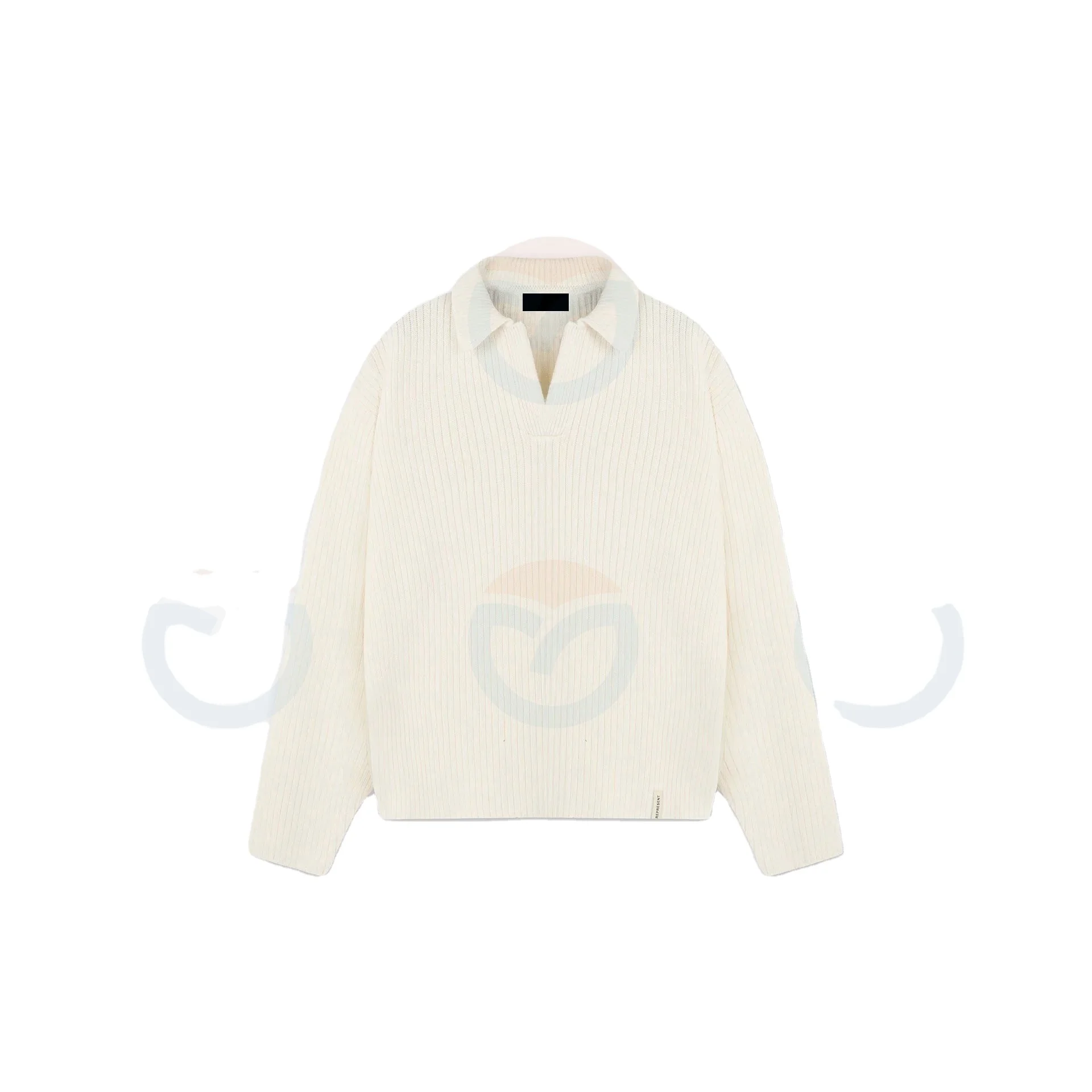 Custom OEM/ODM jacquard logo knitted cotton POLO collar sweater oversized crochet pullover for men