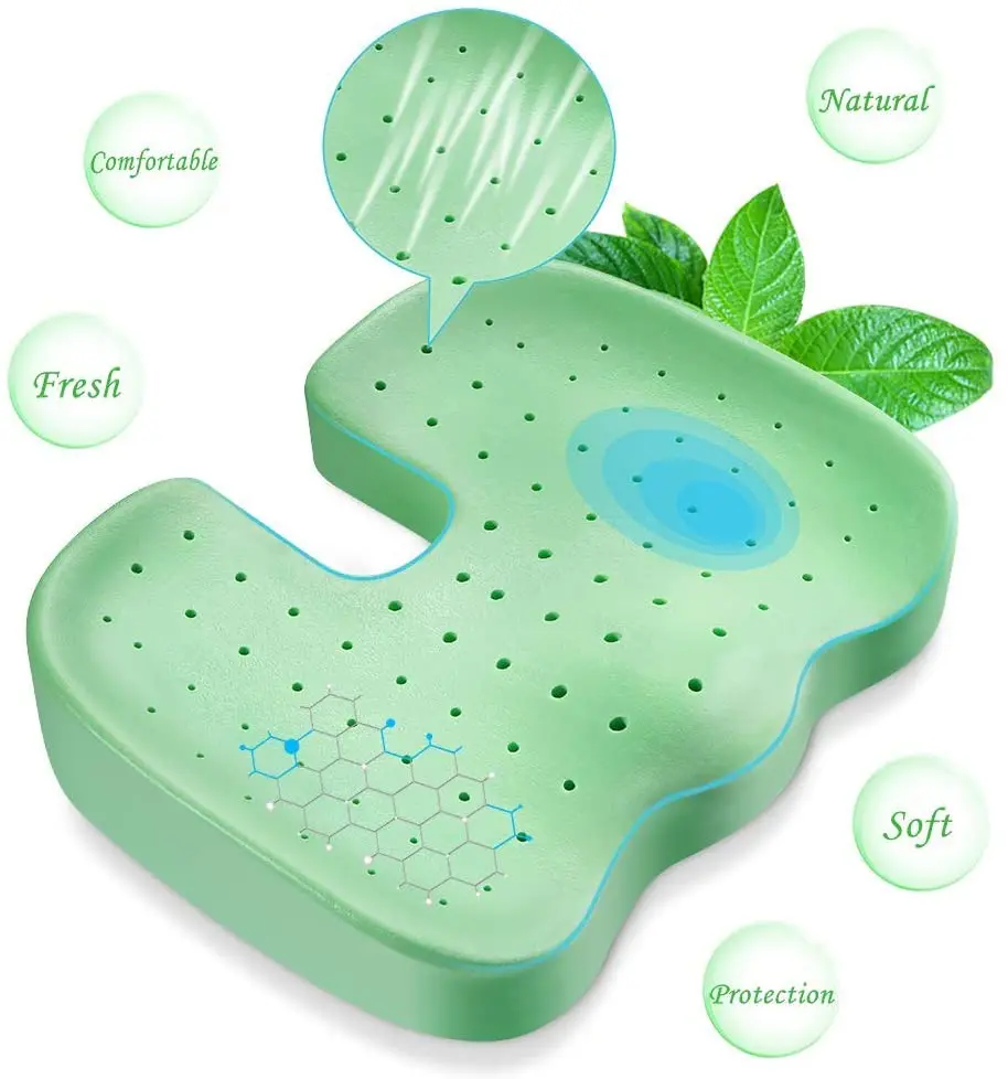 Бамбуковая крышка Memory Foam офисные копчик боли Подушка для сидения с отверстиями для вентиляции и с перфорацией