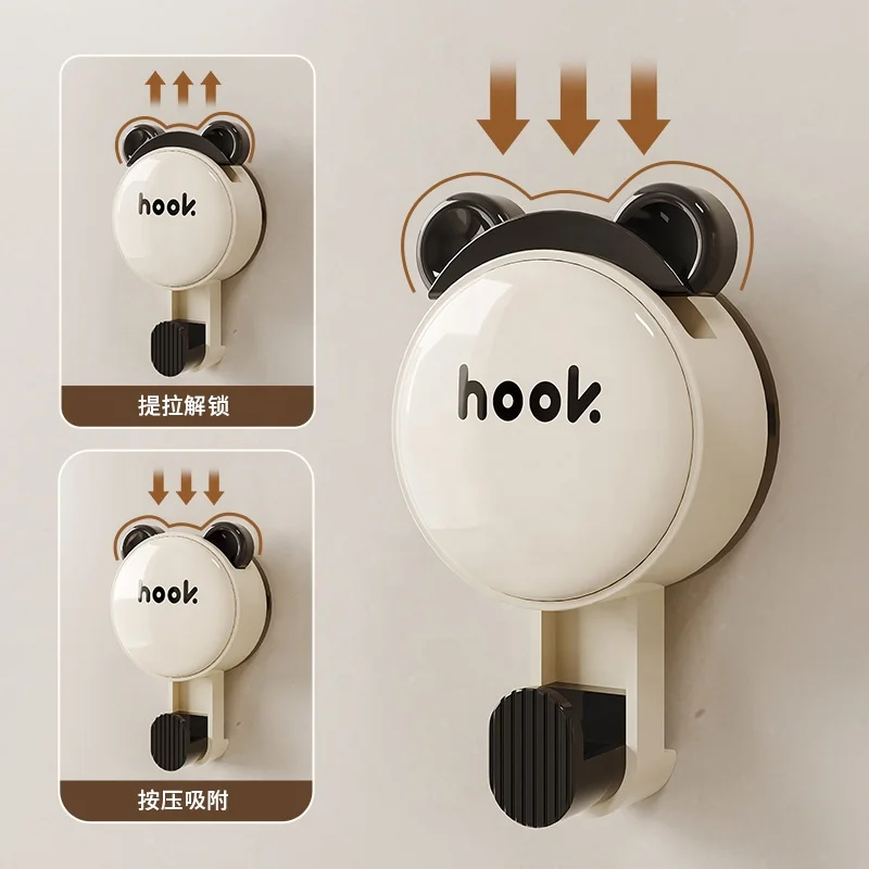 Oriental Elements Panda Style Heavy Duty Punch-Free Hook To5KG Stick Wall Kitchen-Bathroom Coat Rack Cartoon Hooks Hook