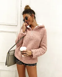 Women Thicker Hoodies Pullover Winter Fleece Fluffy Zipper Turtleneck Pullovers Sweatshirt Female Casual Hoodies