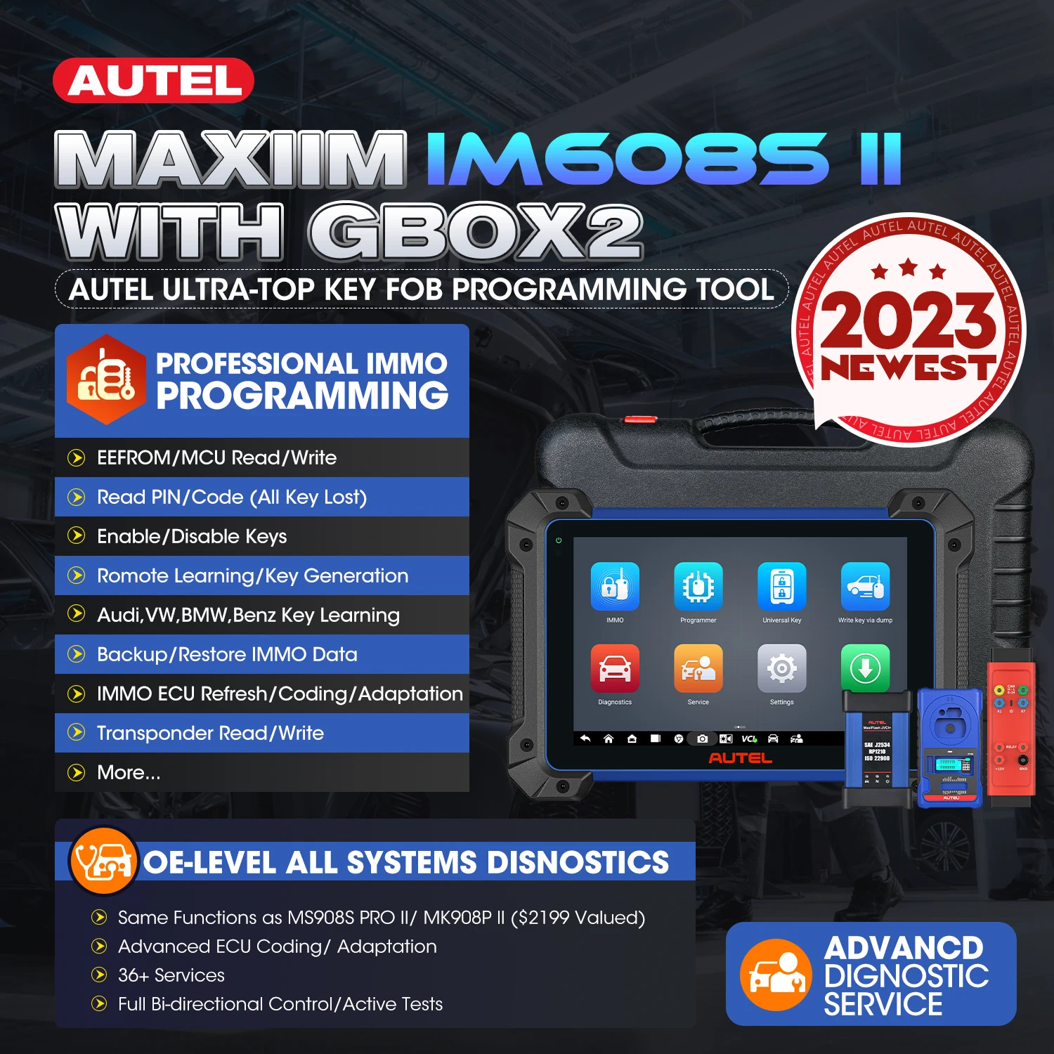 [3 Year Update] Autel MaxiIM IM608S II Car OBD2 Scanner Diagnostic Tool  Altar IM608 PRO 2 Key Programming Machine For All Cars