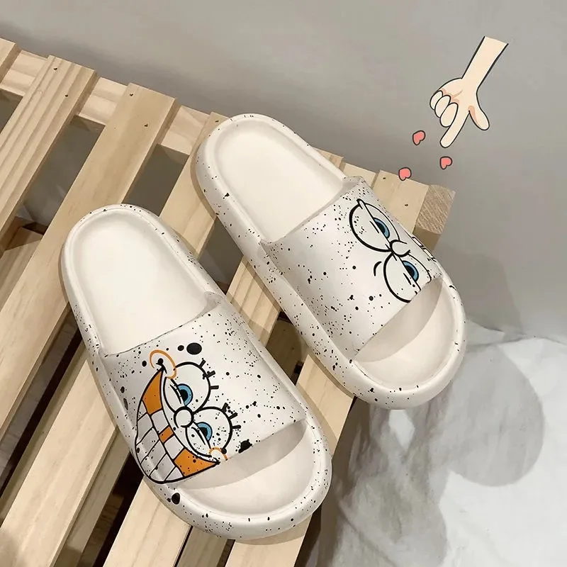 Unisex Fantastic Slide Slippers EVA Soft and Comfortable White SpongeBob Cute Outdoor Home Slippers