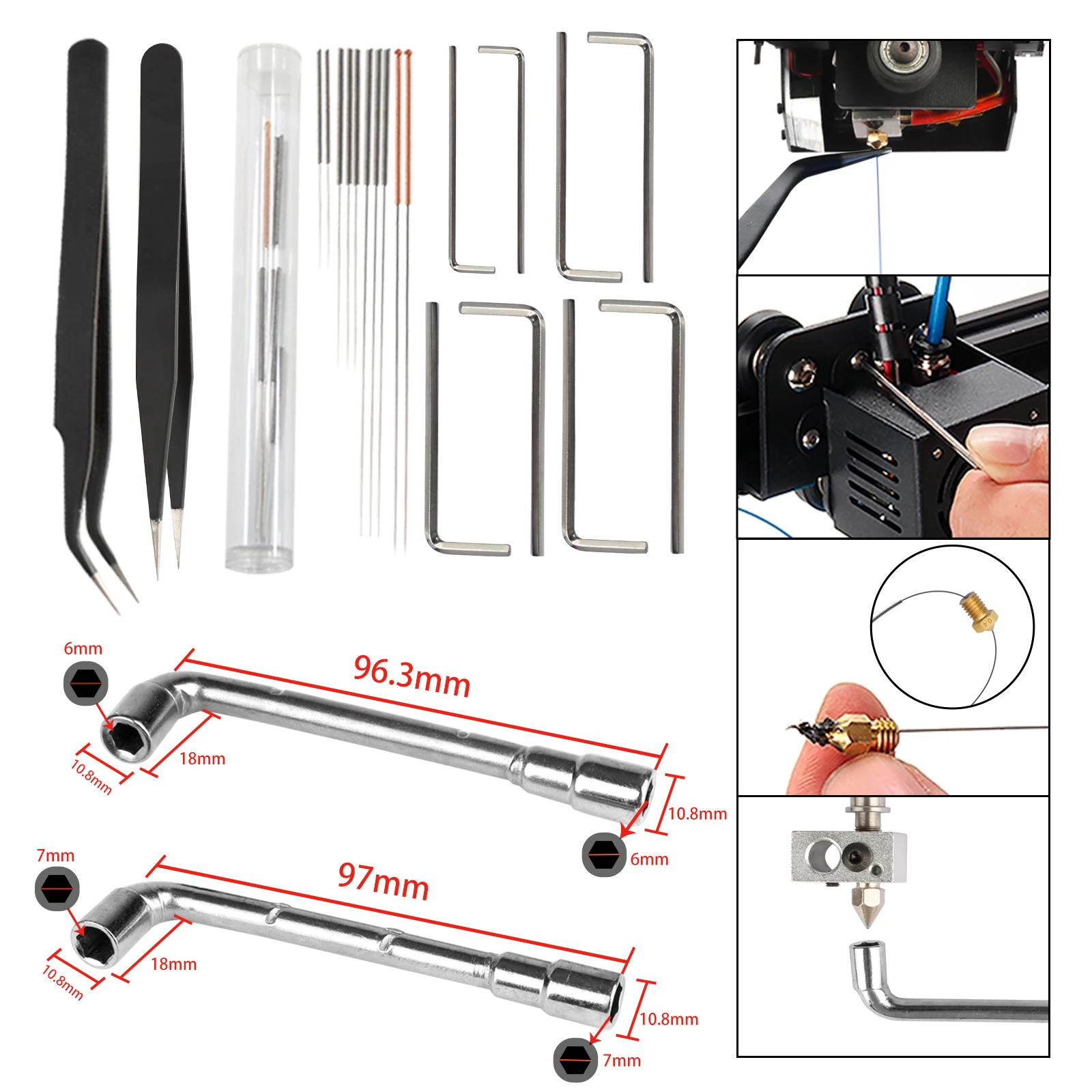 Deburring Tool Kit Trimming Knife Edge Cutter Files 3D Printer Parts Wrench Cleaner Needle for Nozzle Scraper Cutting Wire Cable