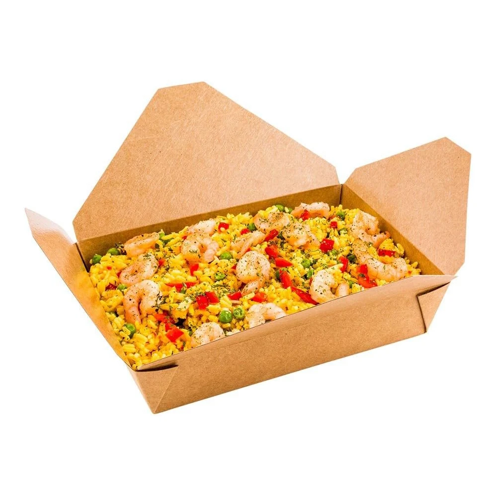 Customize logo printing Eco-friendly recyclable takeaway Kraft paper box food container packaging boxes can digital printing