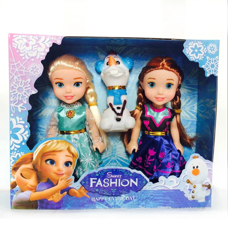 
3pcs Frozen Princess Anna Elsa Dolls For Girls Toys Princess Anna Elsa Dolls 8 styles of clothes 16cm Small Plastic Baby Dolls 