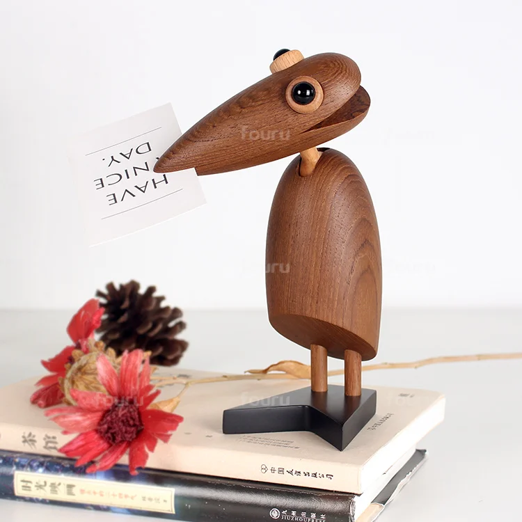 nordic creative style home decor beech wood animal bird handicraft for art deco statue kids wooden gift