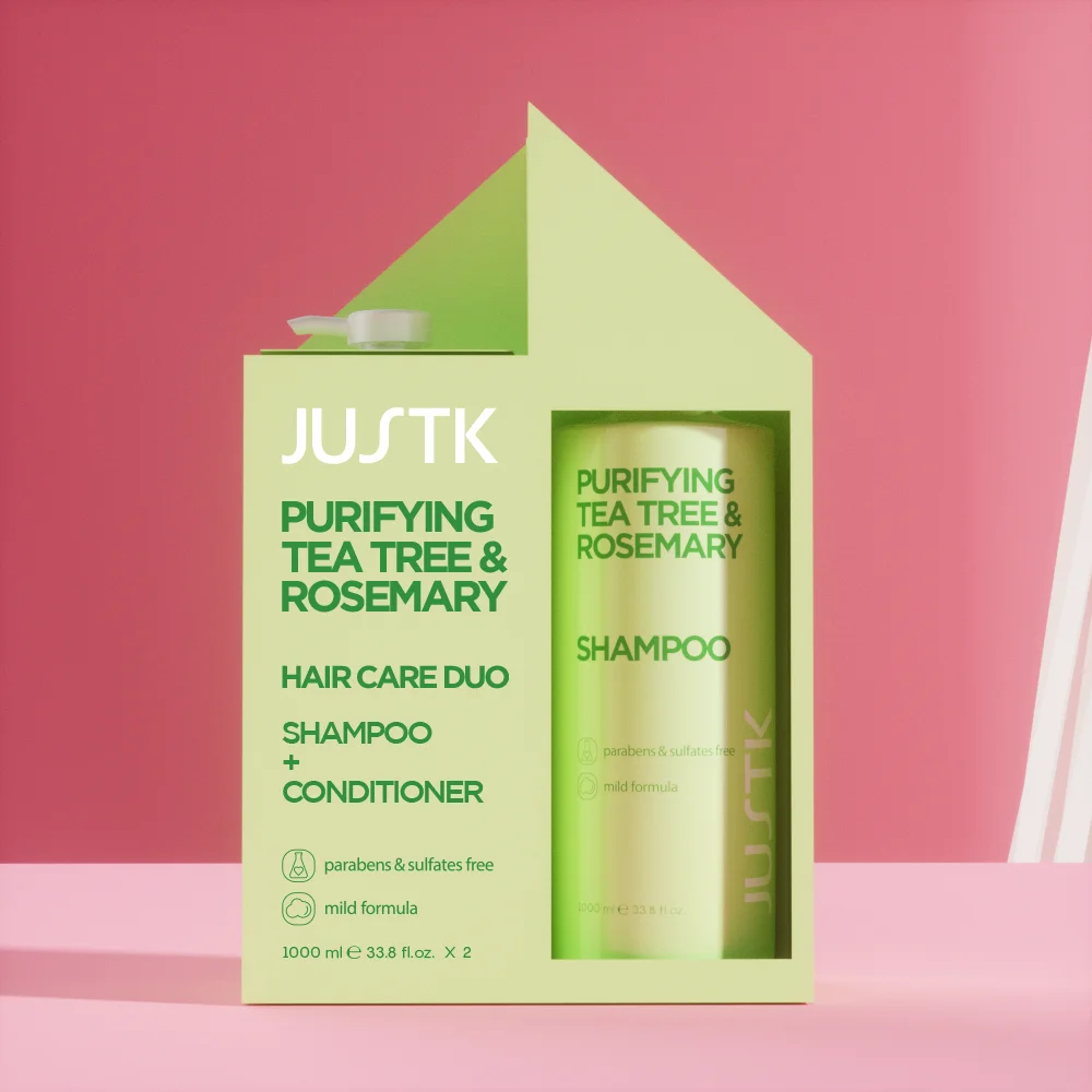 Private Label Anti-hair Loss and dandruff Removal Parabens free Tea Tree Rosemary 1000ml Shampoo and Conditioner