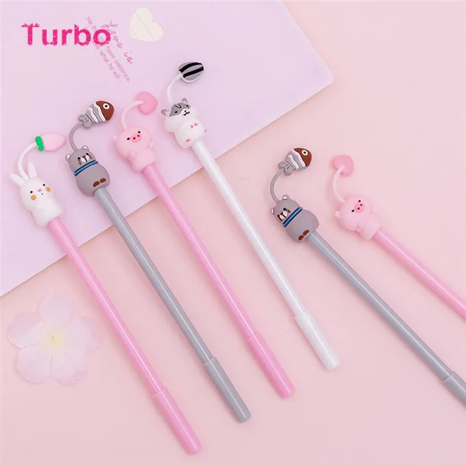 
2020 promotional Custom gift items school supplies set stationery mini black gel ink pens animal shaped plastic pen wholesale 