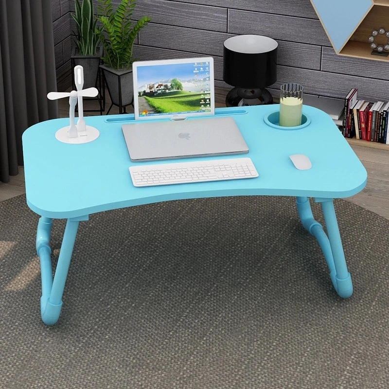 New upgrade Mini Folding Table With USB And Fan Folding Laptop Table Wooden Computer Table For Bed
