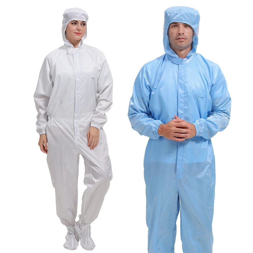 Washable Dust-proof Anti-static Jumpsuit ESD Garment Hooded and Shoe Cover One-piece Overall Cleanroom Clothes