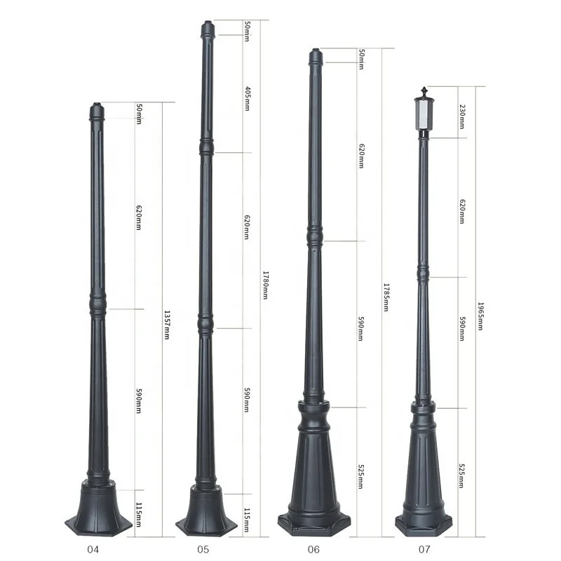 3M European style antique split screw installation aluminum lamp post solar light pole