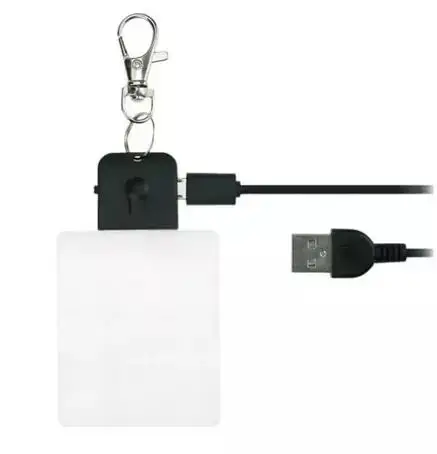 Blank USB Crystal Square Round light keyring Laser Engraving acrylic rechargeable 3D LED Keychain
