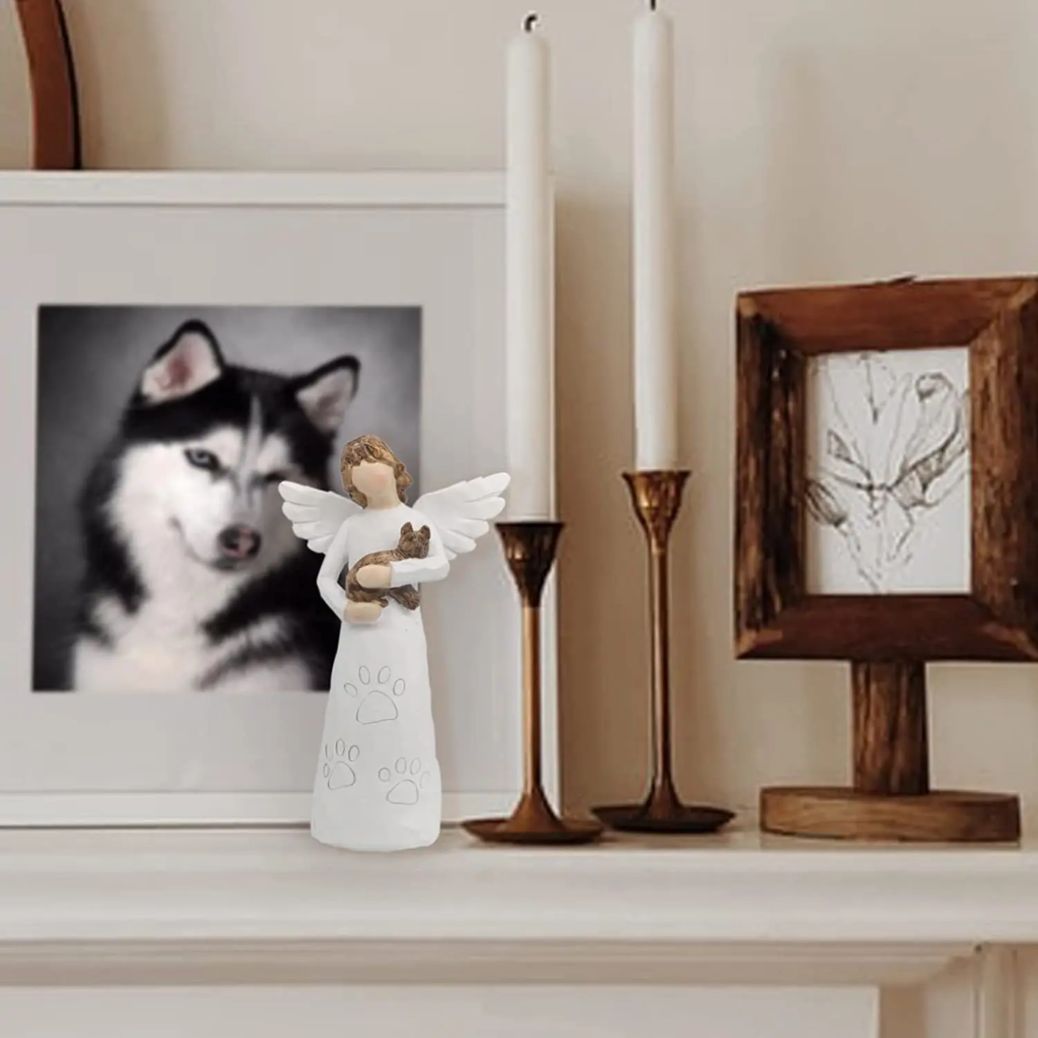 Custom Polyresin Pet Memorial Angel Hold Dog Statue