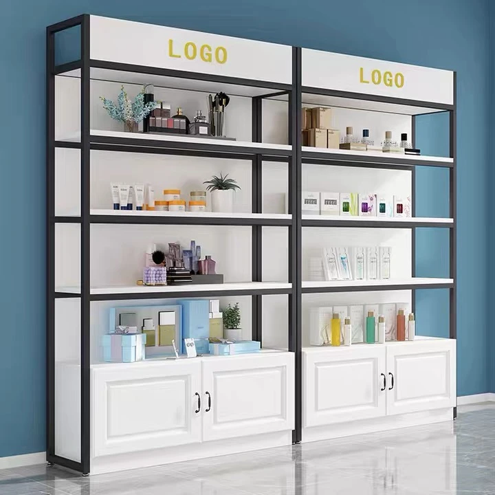Multipurpose beauty salon display shelf showcase beauty products display rack gondola shelves