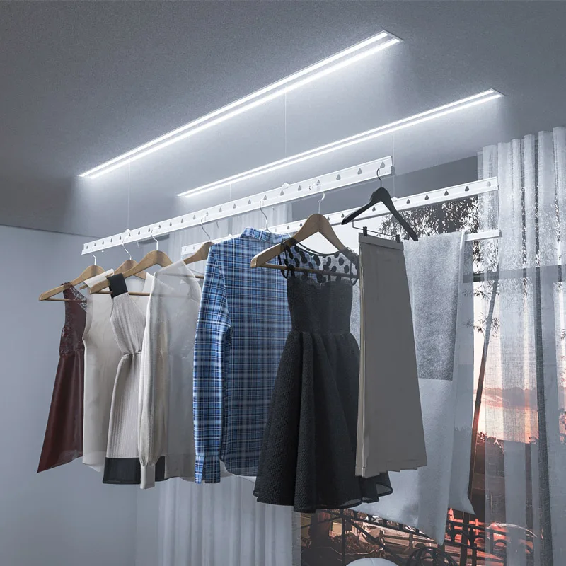 Balcony Ceiling electric clothes drying rack aluminium  automatic  lifting intelligent electric drying rack