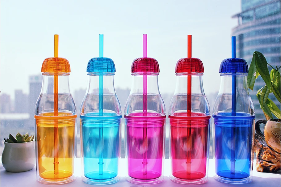 Двойная пластиковая Спортивная бутылка для питьевой воды с логотипом