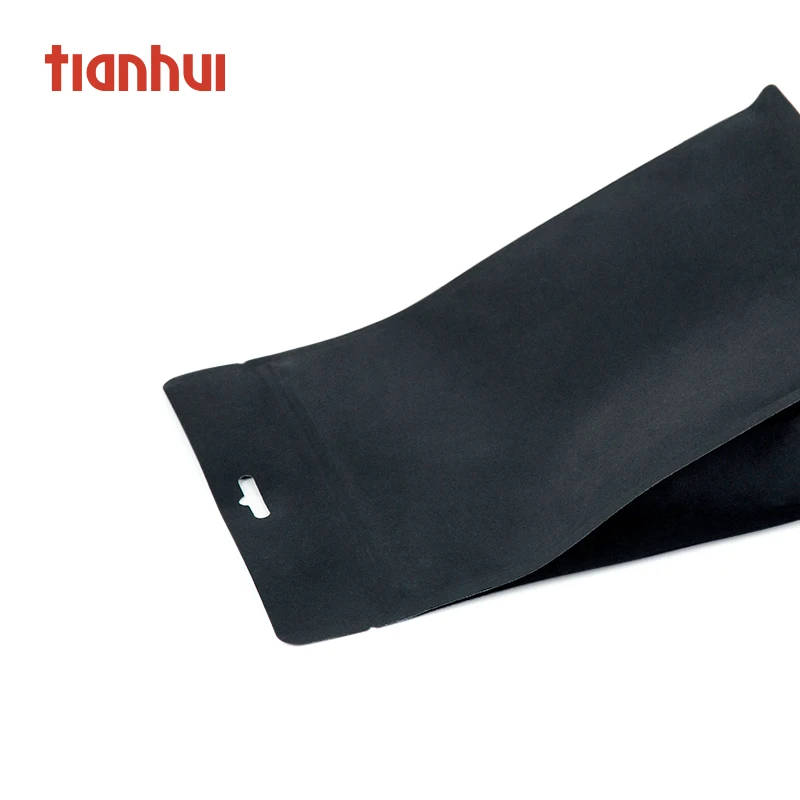 matte black bag ziplock valve kraft paper coffee tea bags