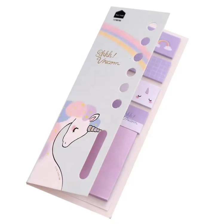 Korean Style Self Adhesive unicorn Design Sticky Notes Memo Pad for School Stationery and Children Gift