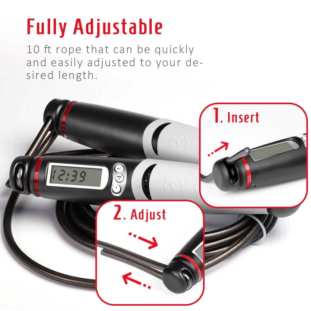 Jump Rope Digital Counter for Indoor/Outdoor Fitness Training Boxing Adjustable Calorie Skipping Rope Workout unisex KYTO2106B