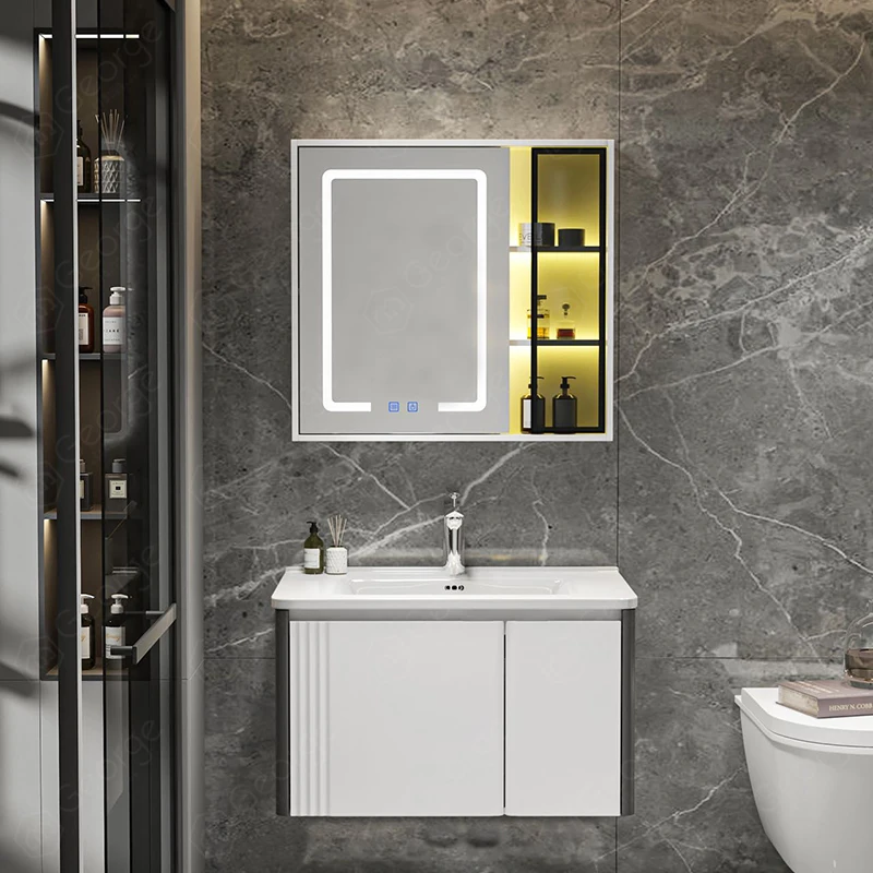 South America Hot Sale Melamine Board Plywood Material Waterproof Blue Color Wall Mounted Wash Basins Cheap Bathroom Vanities