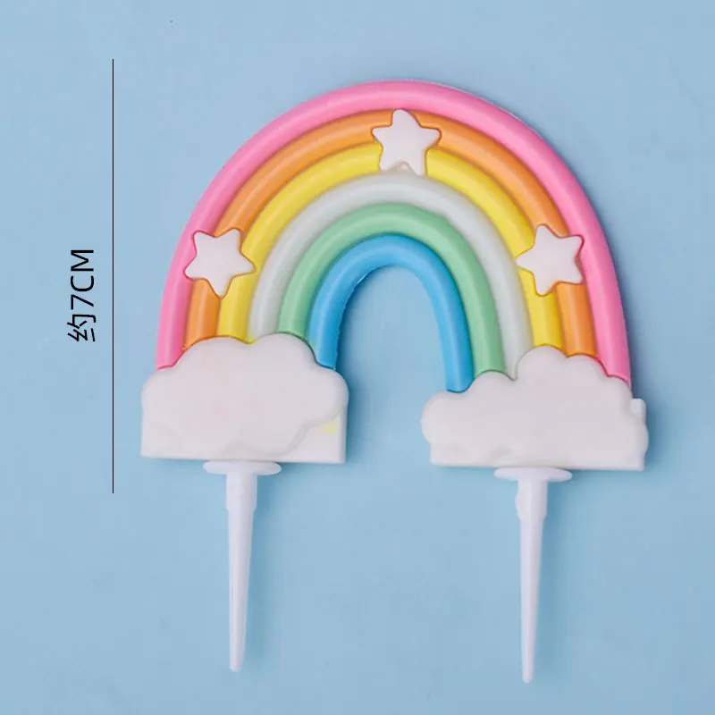 Colorful Rainbow Cloud Balloon Stars Cake Topper for Boy Girl Kid Birthday Baby Shower Supplies