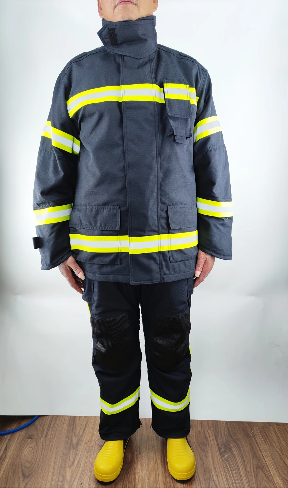 NFPA 1971 Europe Standard CE EN469 4 Layers Aramid Nomex IIIA Navy Blue Firefighter Turnout Fire Fighting Suit