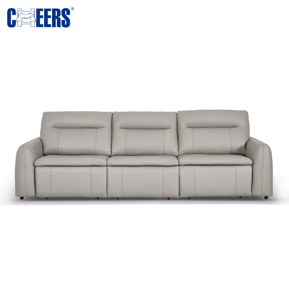 MANWAH CHEERS Leather Power Slide Chaise Wireless remote control Sofa Bed for living room