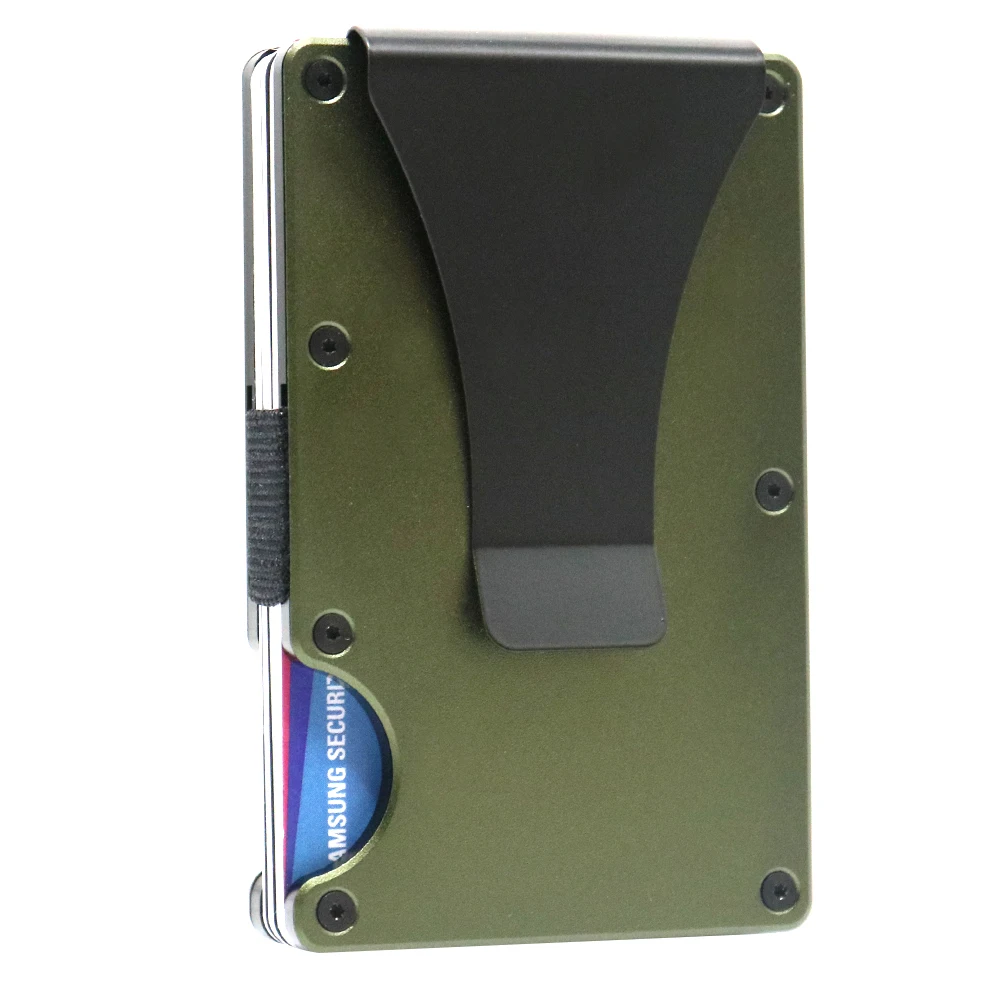 Индивидуальный OEM передний карман минималистский RFID кошелек RFID Блокировка алюминиевая металлическая визитница с зажимом для денег